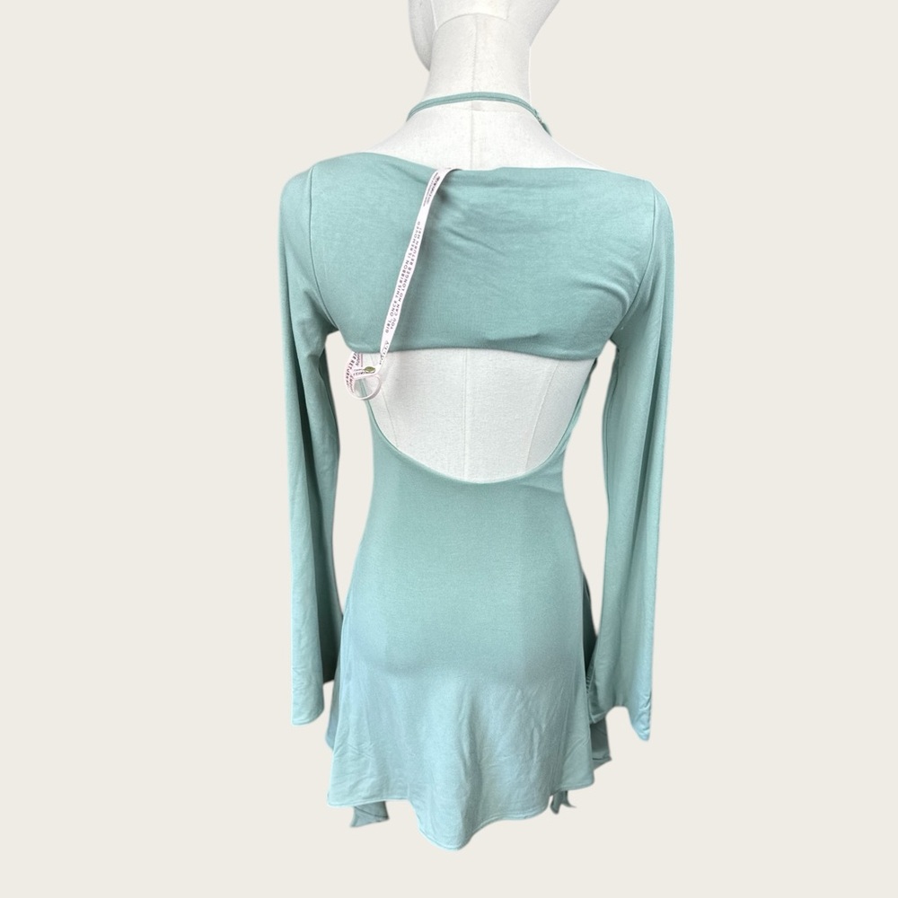 Oh Polly NWT SZ 4 the Renee long sleeve asymmetrical, hem, Sage Green Mini Dress - Picture 7 of 16